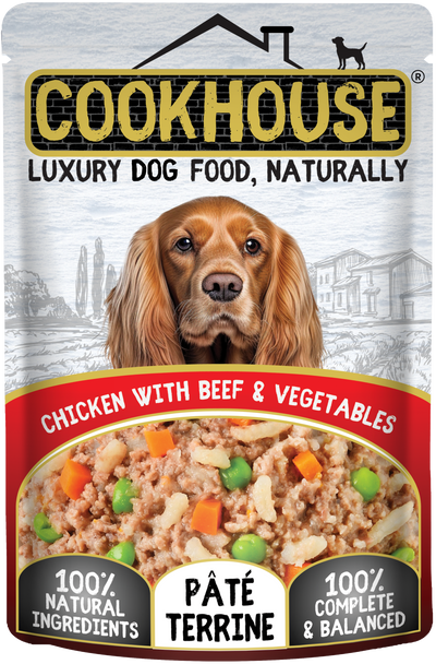 COOKHOUSE Luxury Dog Food - Terrines - Chicken with Beef & Veg - 15 x 100g