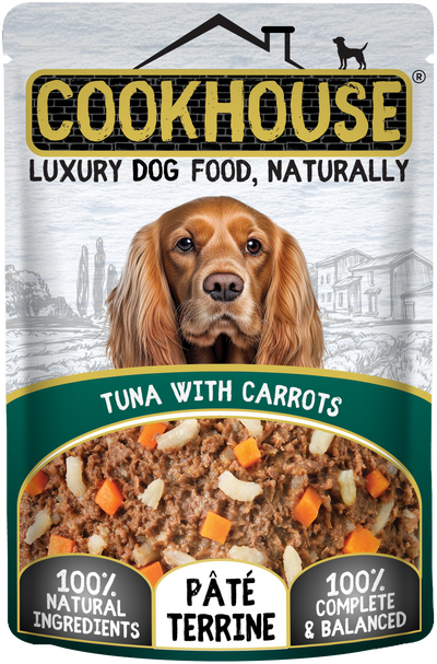 COOKHOUSE Luxury Dog Food - Terrines - Tuna with Carrots - 15 x 100g