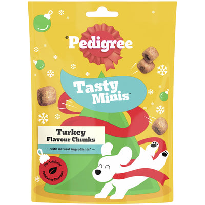 Pedigree Christmas Tasty Minis Dog Treats Chewy Cubes With Turkey 130g