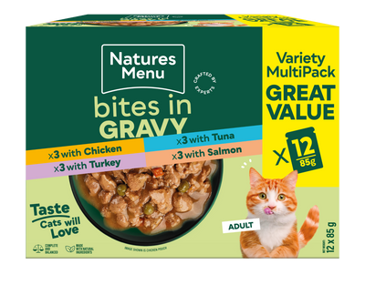 Natures Menu Cat Bites In Gravy Multi 12x85g