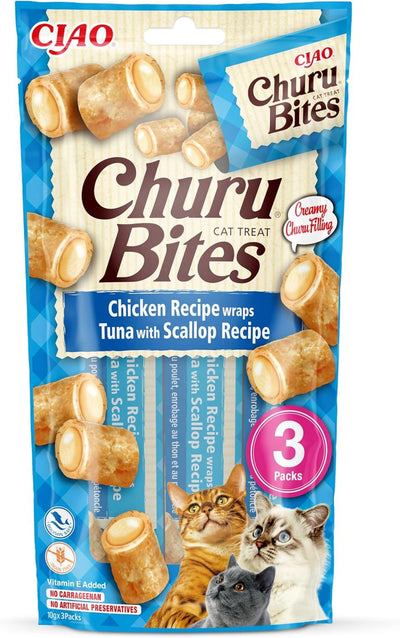 Churu Bites 3 Pack Chicken Recipe wraps Tuna with Scallop Recipe