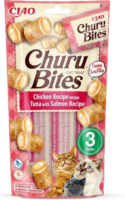 Churu Bites 3 Pack Chicken Recipe wraps Tuna with Salmon Recipe