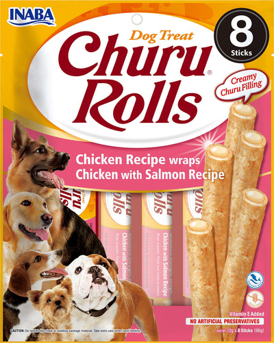 Churu Rolls 8 Pack Chicken Recipe wraps Chicken with Salmon Recipe