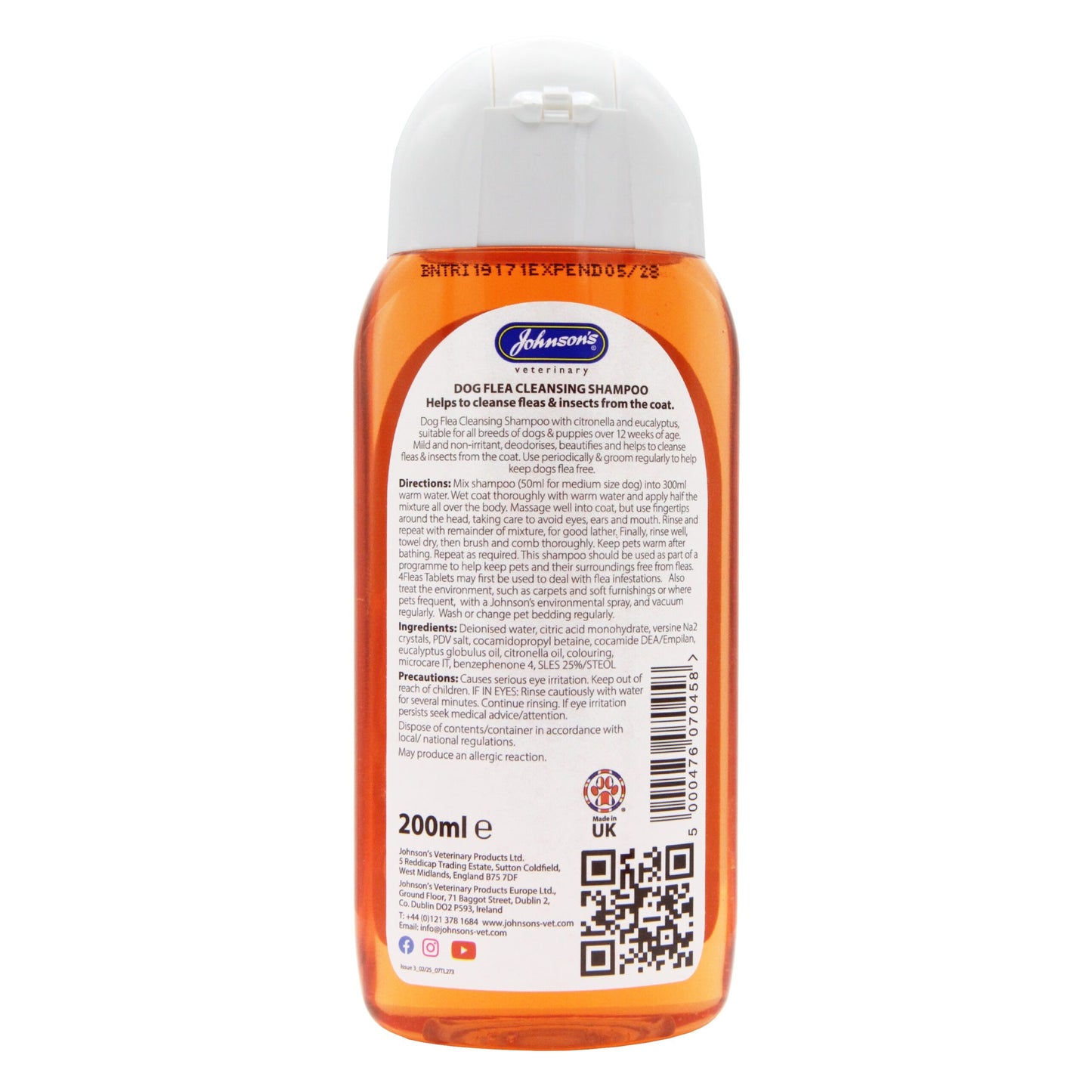 Johnsons Vet Dog Flea Cleansing Shampoo 400ml