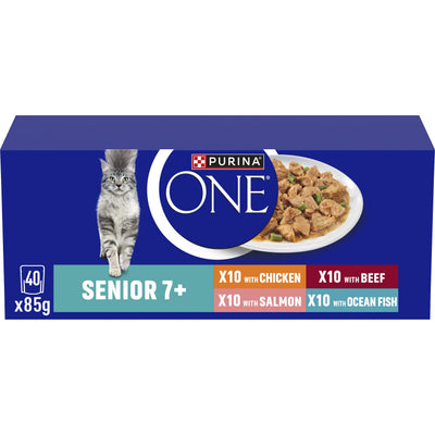Purina One Senior Pouches with Chicken/Beef/Salmon/Ocean Fish 40x85g