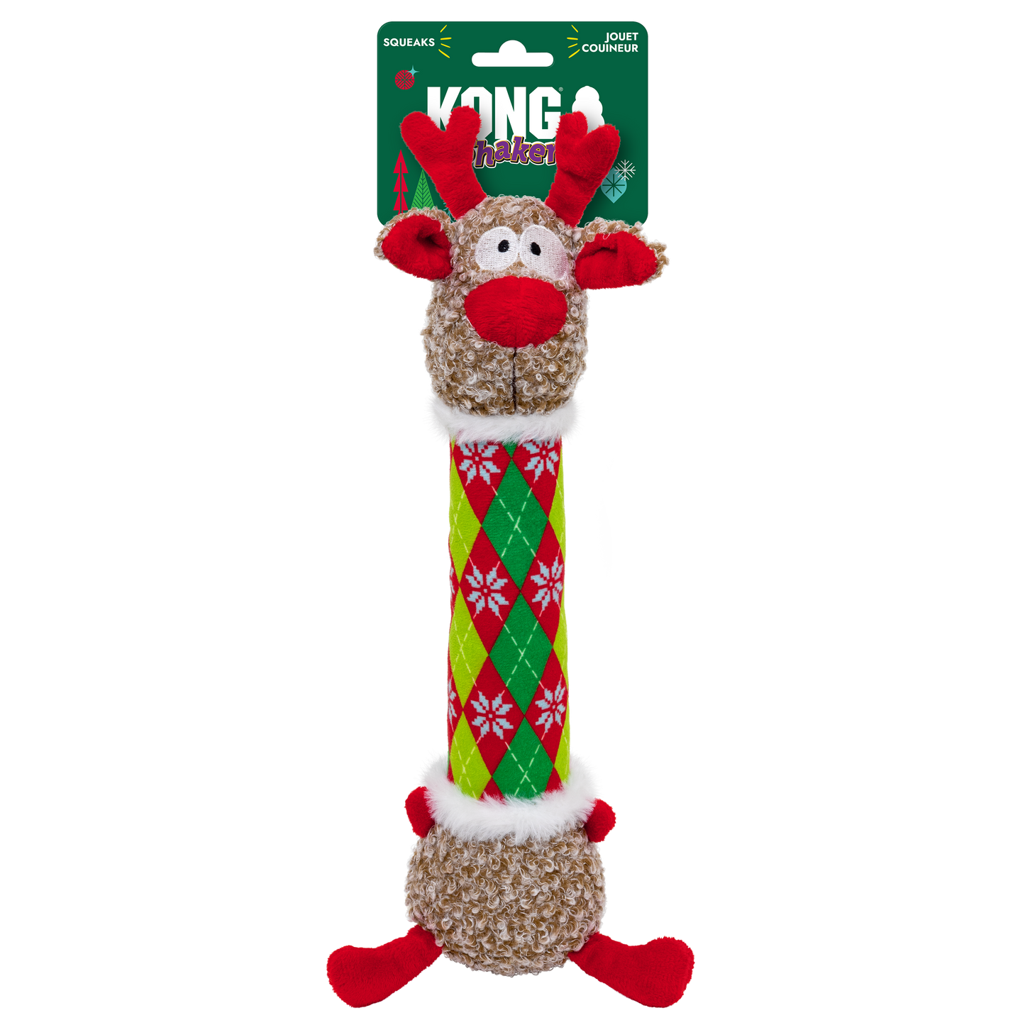 KONG Holiday Shakers Luvs Argyle Reindeer Medium