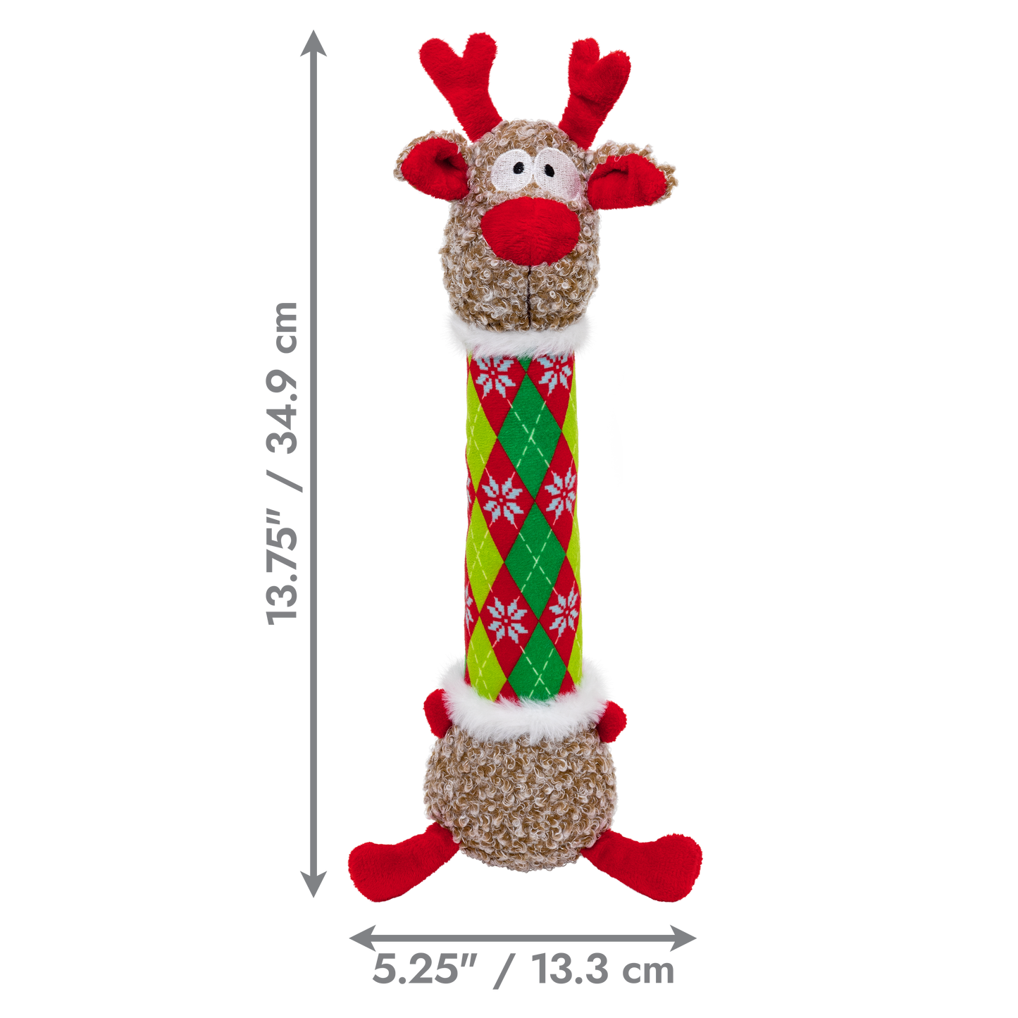 KONG Holiday Shakers Luvs Argyle Reindeer Medium