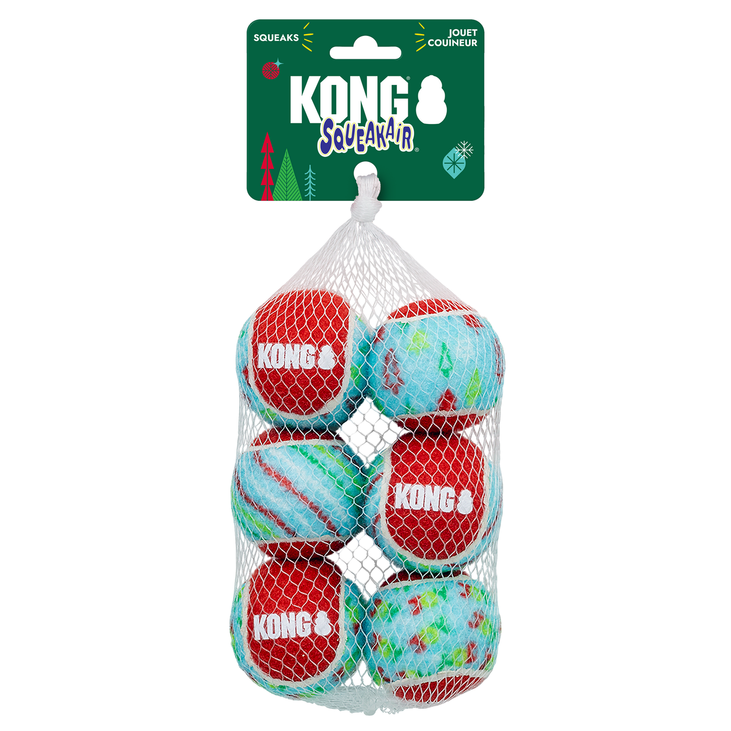 KONG Holiday SqueakAir Tennis Balls 6 Pack Medium