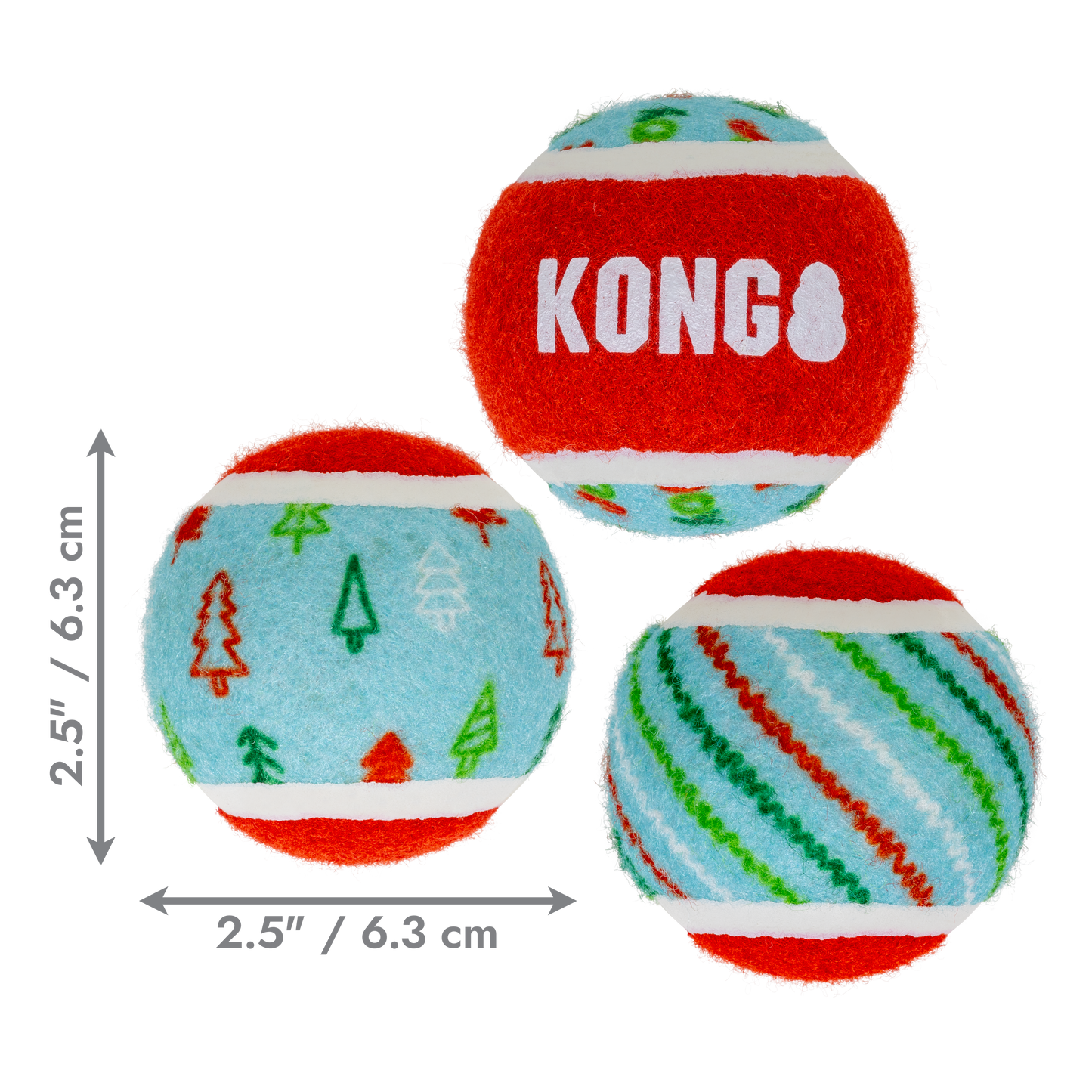 KONG Holiday SqueakAir Tennis Balls 6 Pack Medium