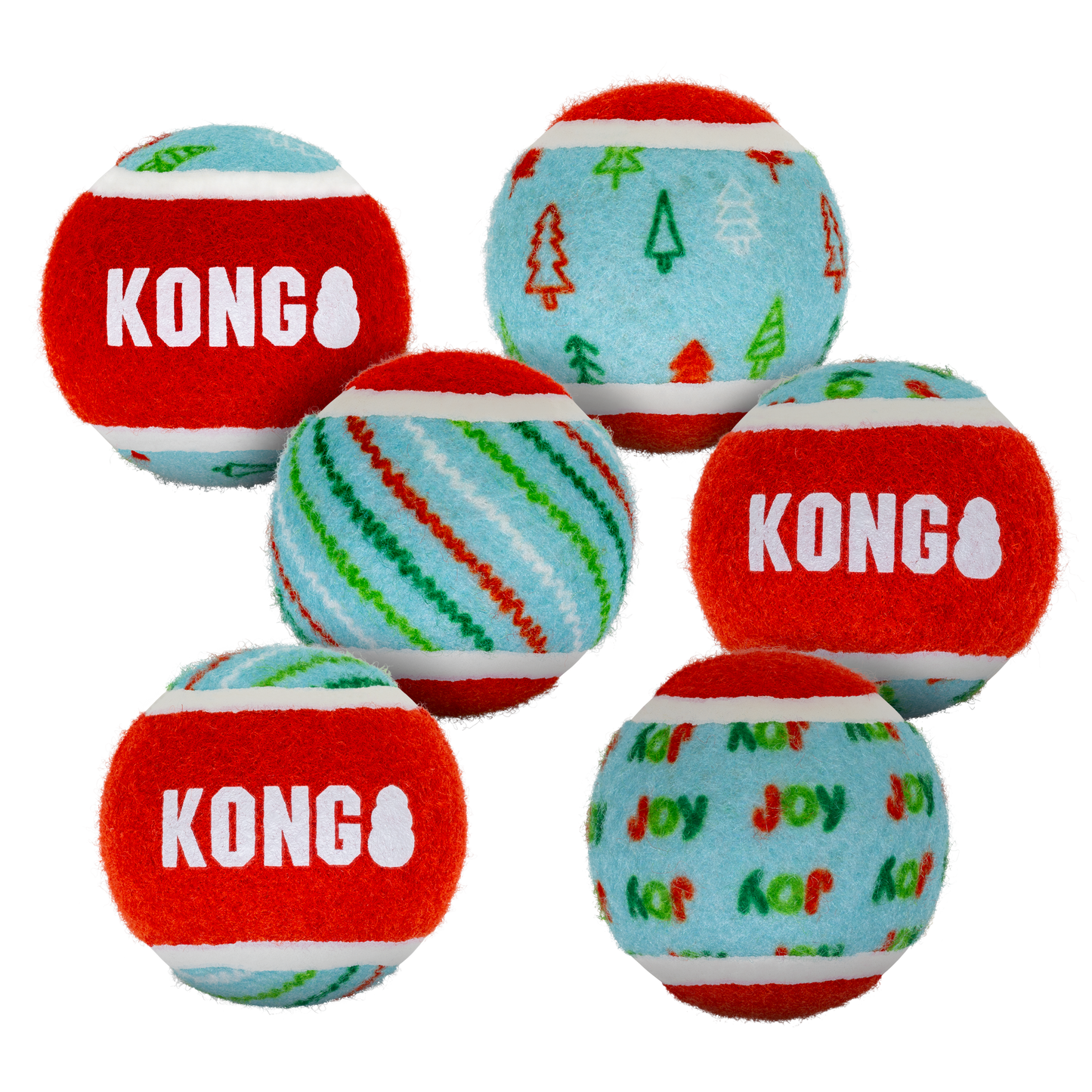 KONG Holiday SqueakAir Tennis Balls 6 Pack Medium