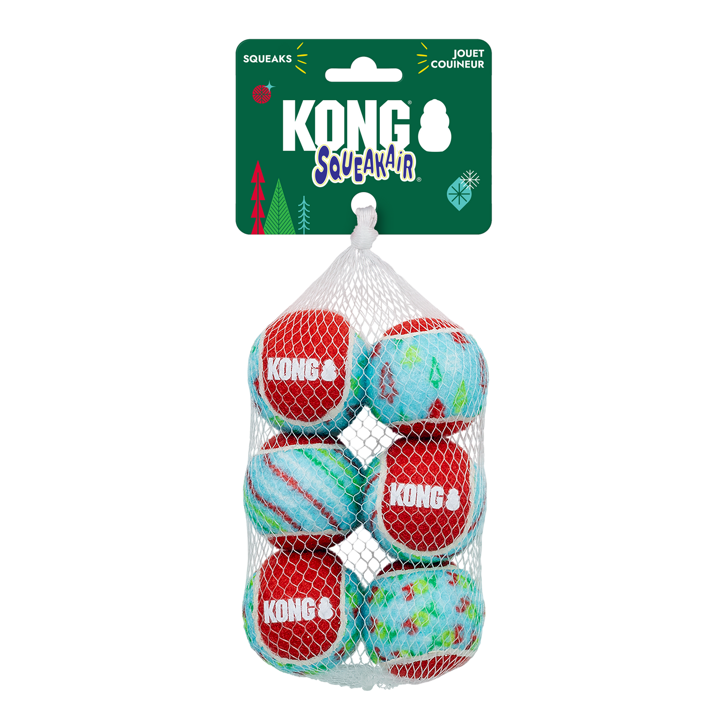 KONG Holiday SqueakAir Tennis Balls 6 Pack Small