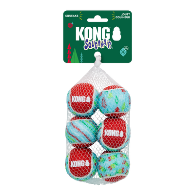 KONG Holiday SqueakAir Tennis Balls 6 Pack Small