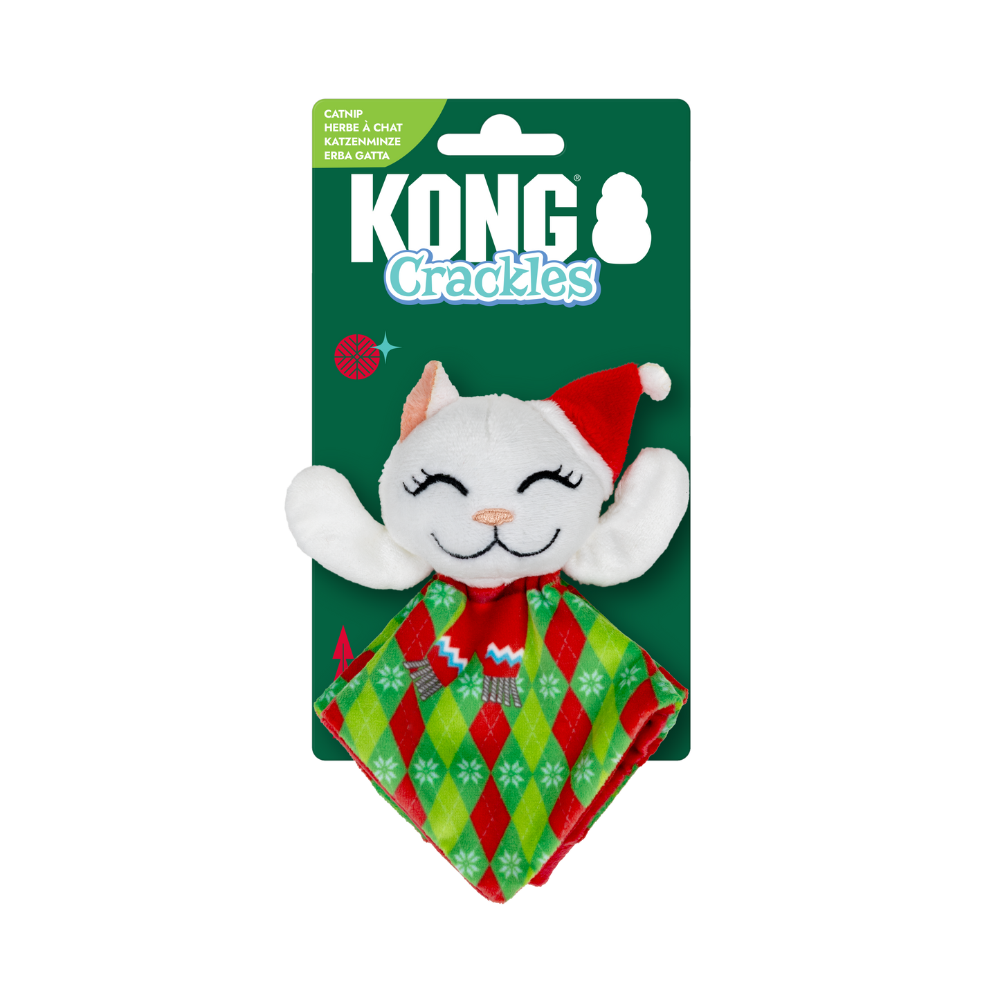KONG Holiday Crackles Santa Kitty Argyle