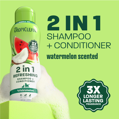 TropiClean Watermelon Luxury 2-in-1 Shampoo and Conditioner for Pets 355ml