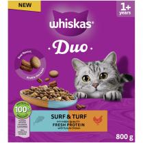 WHISKAS 1+ Cat Complete Dry DUO Surf & Turf 800g    