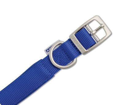 Viva Nylon Padded Buckle Collar Blue 25mm X39-48cm Sz 5