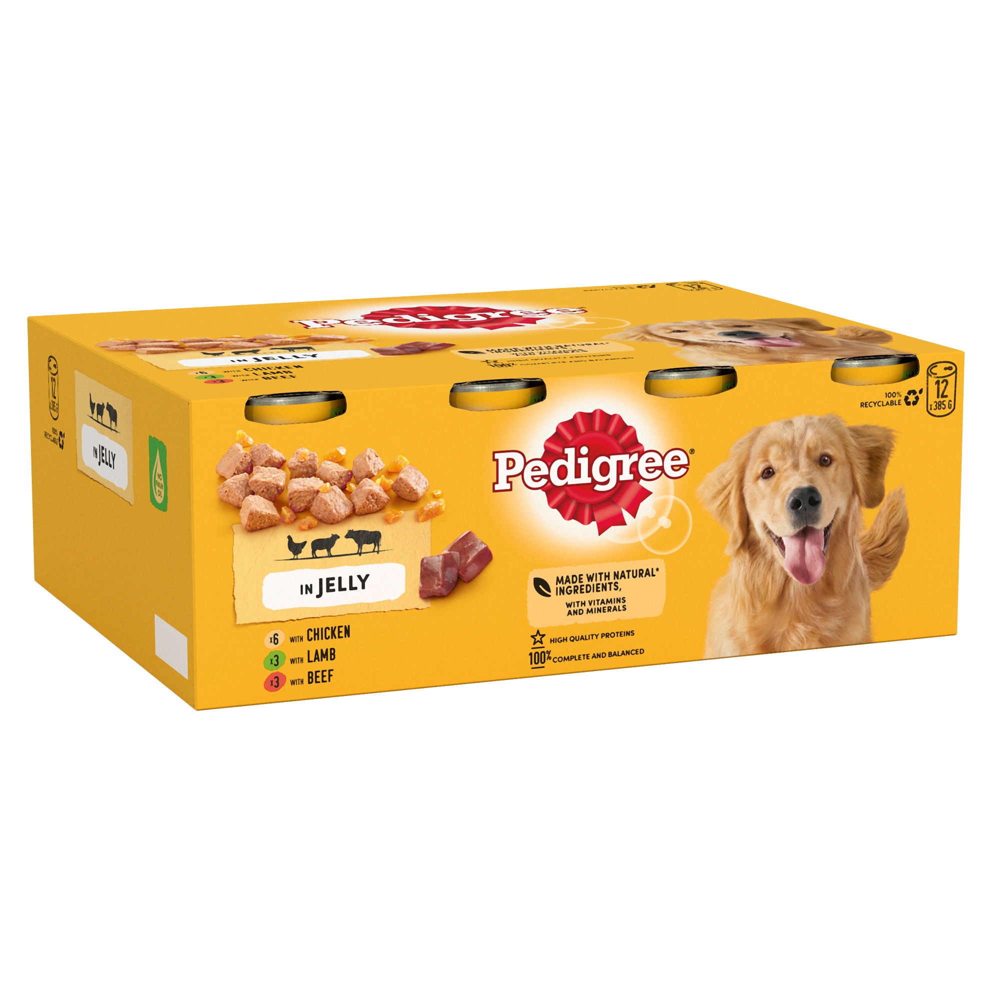 PEDIGREE Adult Wet Dog Food Tins Mixed in Jelly 12 x 385g