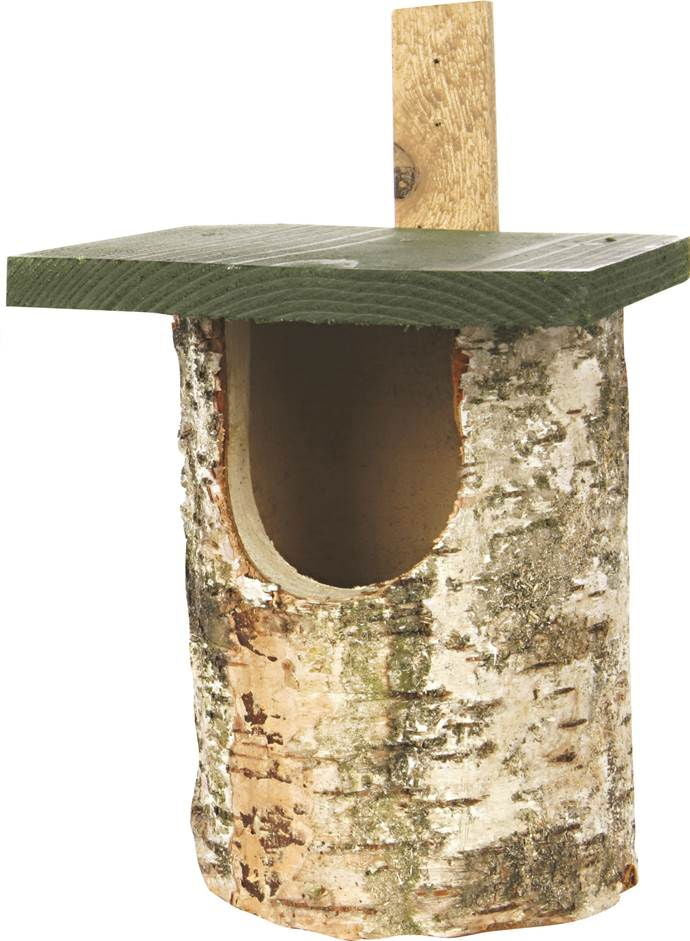 National Trust Birch Log Nest Box Open