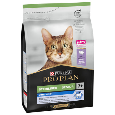 PRO PLAN Cat Optirenal Delicate Turkey & Rice 3kg Longevis Sterilised 7+ Senior Dry Cat Food Turkey