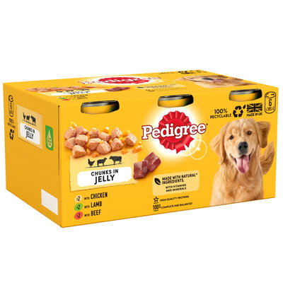 PEDIGREE Adult Wet Dog Food Tins Mixed in Jelly 6 x 385g