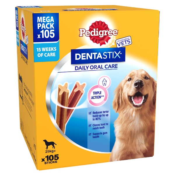 PEDIGREE DENTASTIX Daily Adult Large Dog Treats 105 x Dental Sticks 4.05kg