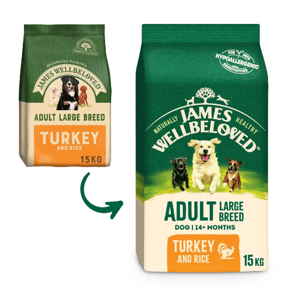 Jwb Adult Dog Large Breed Turkey & Rice Kibble 15kg