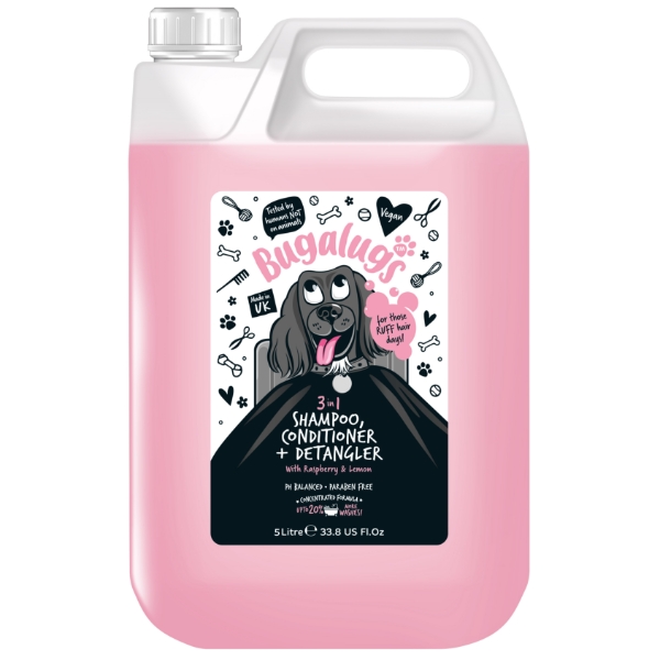 Bugalugs 3 in 1 Dog Shampoo Conditioner & Detangler 5 Ltr