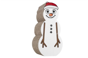 Festive Snowman Cardboard Cat Scratcher